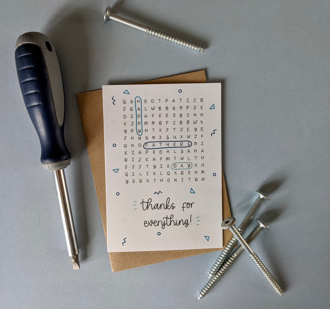 Father’s Day Wordsearch style card