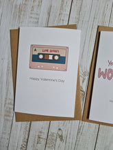 Load image into Gallery viewer, Valentine’s Love Songs Cassette Tape Valentine’s Day Card
