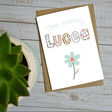 Load image into Gallery viewer, Personalised Name with Flower Birthday Card
