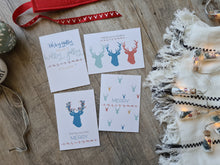 Load image into Gallery viewer, ‘Colourful Reindeer’ Collection. 4 Assorted Christmas Cards
