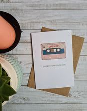 Load image into Gallery viewer, Valentine’s Love Songs Cassette Tape Valentine’s Day Card
