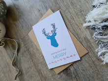 Load image into Gallery viewer, Tangled Lights Reindeer Christmas Card
