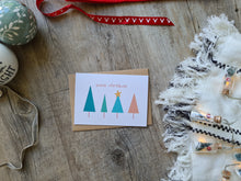 Load image into Gallery viewer, Colourful Christmas Trees Christmas Card
