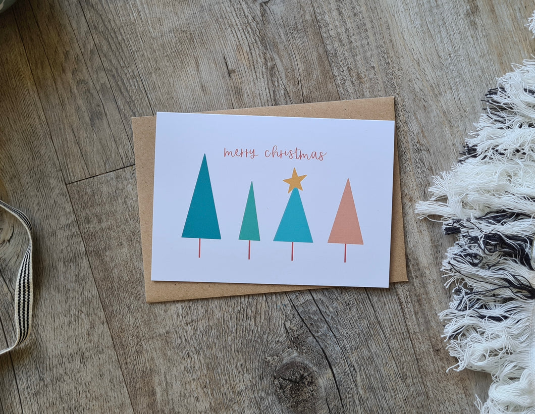 Colourful Christmas Trees Christmas Card