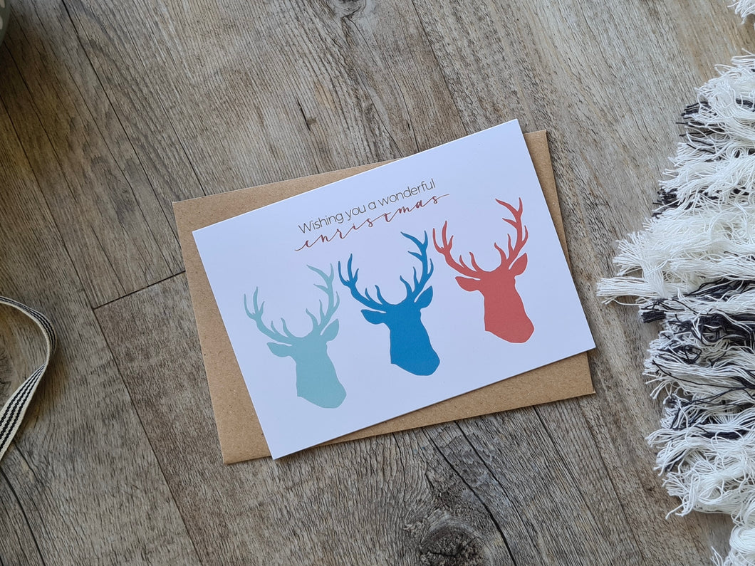Three Reindeer, Wonderful Christmas, Christmas Card