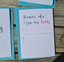 Load image into Gallery viewer, Reasons why I Love my Daddy, Father’s Day Card
