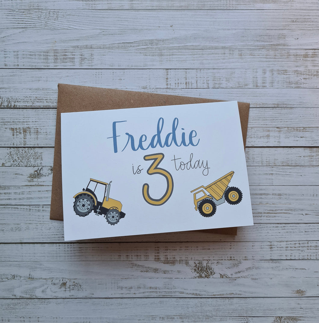 Tractor and Dumper Truck Birthday Card