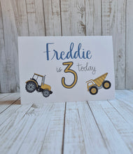 Load image into Gallery viewer, Tractor and Dumper Truck Birthday Card
