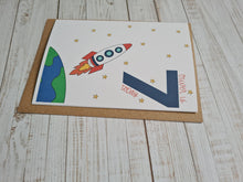 Load image into Gallery viewer, Space Rocket Personalised Birthday Card Greeting Card The Folded Paper Company 
