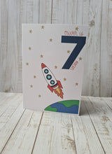 Load image into Gallery viewer, Space Rocket Personalised Birthday Card
