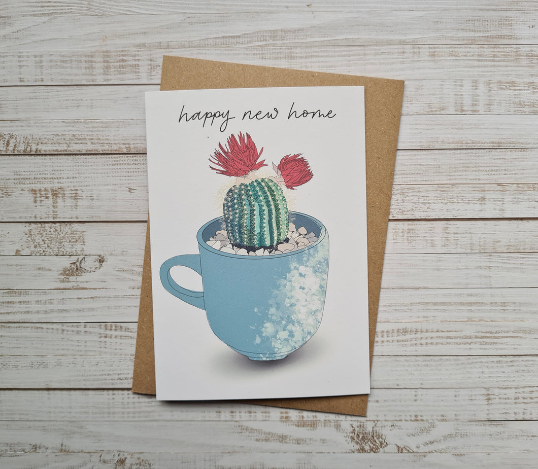 Cactus in a cup, New Home Card