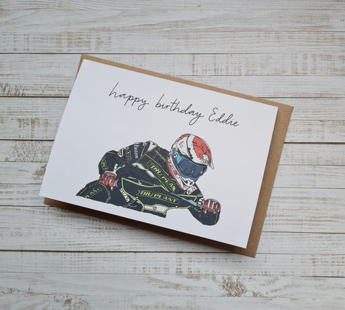 Speedway Bike Personalised Birthday Card Greeting Card The Folded Paper Company 