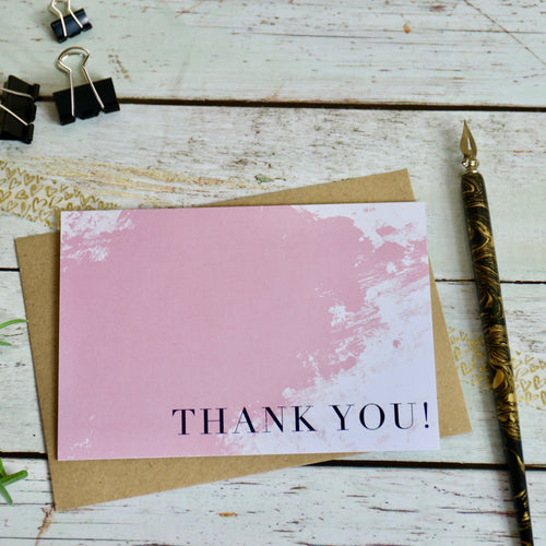 Splash of Pink Thank you Card Greeting Card The Folded Paper Company 